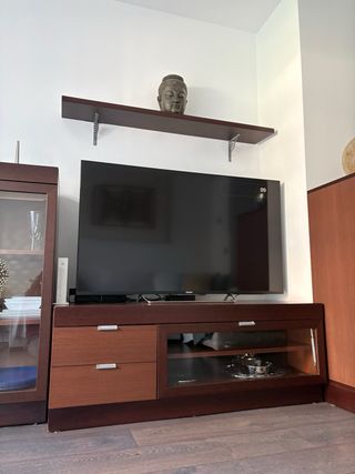 Mueble TV madera y cristal