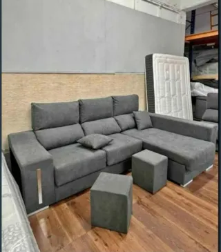 Sofá modular gris tela