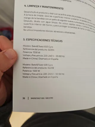 Horno conveccion Cecotec bake and toast 650 gyro