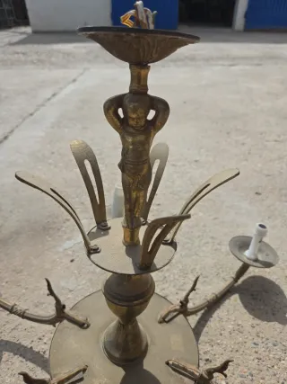 Lampada in metallo dorato vintage