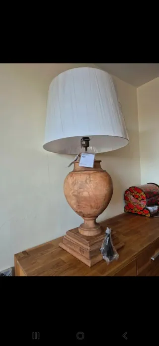 Lámpara de madera y algodon Montaigne