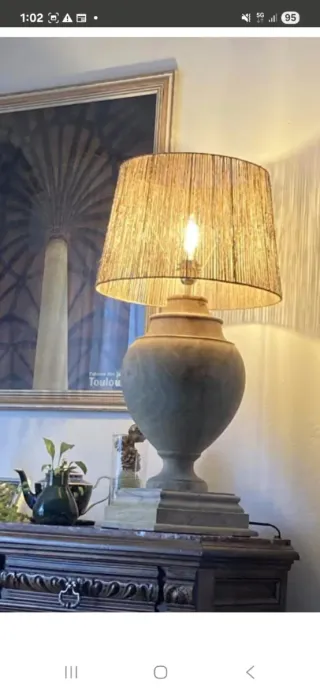 Lámpara de madera y algodon Montaigne