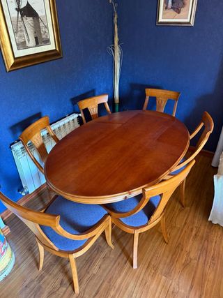 Mesa de comedor ovalada y 6 sillas