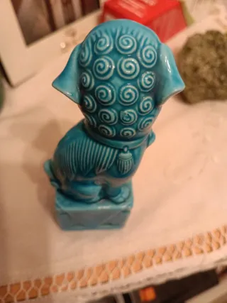 León Foo Cerámica Vintage Azul