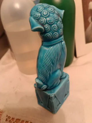 León Foo Cerámica Vintage Azul