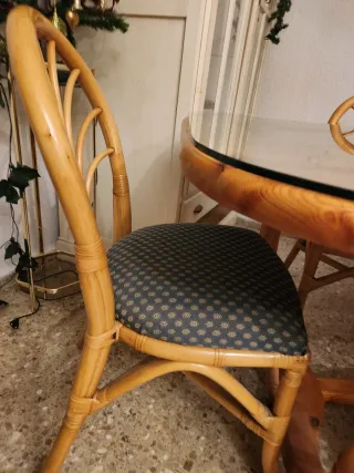 6 Sillas de Comedor Ratán y Madera