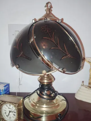 Lampada touch vintage in cristallo e metallo