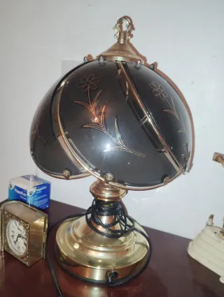 Lampada touch vintage in cristallo e metallo