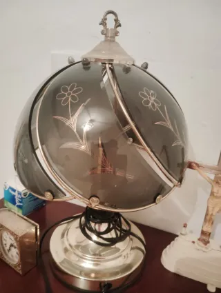 Lampada touch vintage in cristallo e metallo