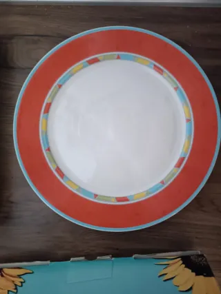 Juego8Platos Girasole 31cm tonos rojos y amarillos