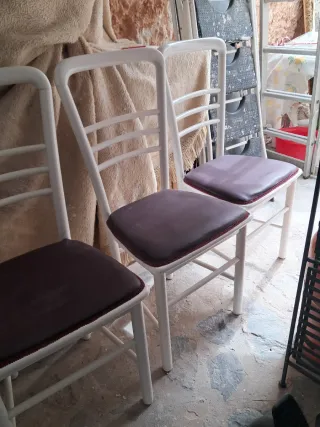4 Sillas Comedor blanco madera polipiel