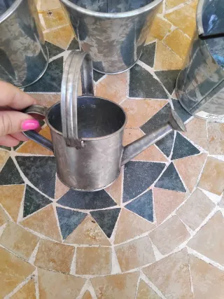 Set 3 vasetti metallo e innaffiatoio