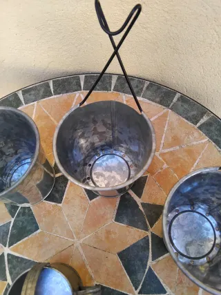 Set 3 vasetti metallo e innaffiatoio