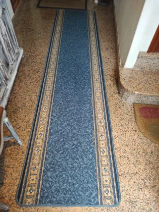 Alfombra de Pasillo Azul y Beige