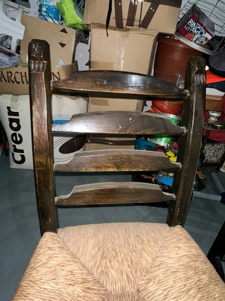 Juego 6 Sillas Antiguas Madera Rattan