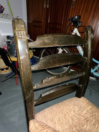 Juego 6 Sillas Antiguas Madera Rattan