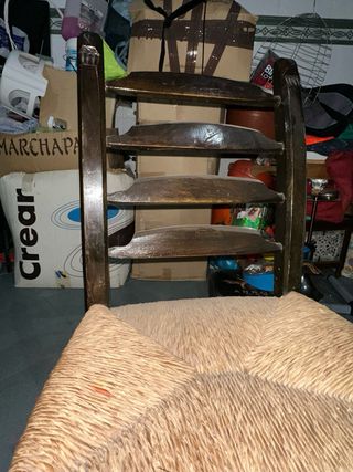 Juego 6 Sillas Antiguas Madera Rattan