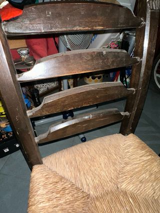 Juego 6 Sillas Antiguas Madera Rattan