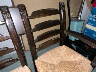 Juego 6 Sillas Antiguas Madera Rattan