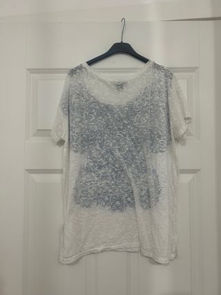 T-shirt H&M bianca e blu stampa
