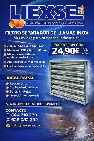 Filtro campana industrial acero inoxidable 49x49