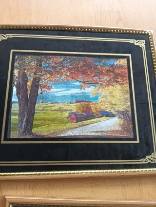 3 Cuadros Decorativos Marco Madera y Tela