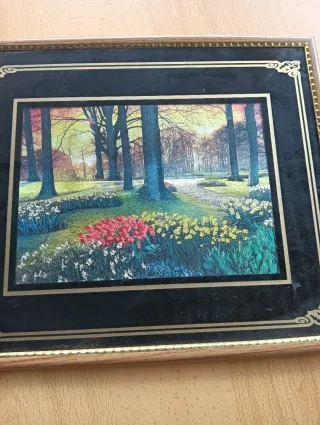 3 Cuadros Decorativos Marco Madera y Tela