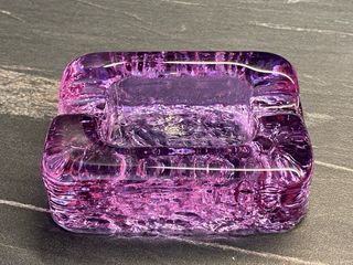 Posacenere Vintage Vetro Ghiaccio Lilla