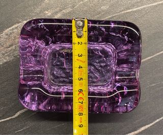 Posacenere Vintage Vetro Ghiaccio Lilla