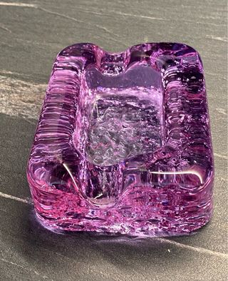 Posacenere Vintage Vetro Ghiaccio Lilla