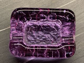 Posacenere Vintage Vetro Ghiaccio Lilla