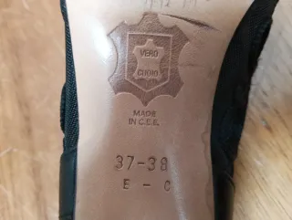 Zapatos de salón stilettos piel y encaje negros 38