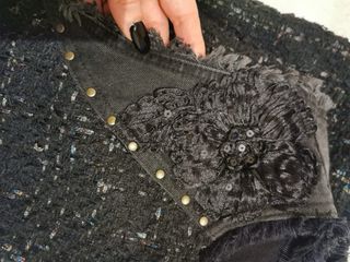Abito Desigual denim e tweed nero