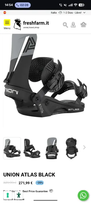 Fijaciones union atlas snow talla m