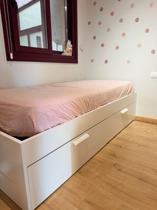 Camas 90x200cm Brimnes Blanca con Cajones