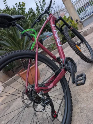 Bicicleta MTB con frenos de disco y candado