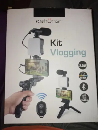 Kit Vlogging Krhuner con Micrófono y Luz
