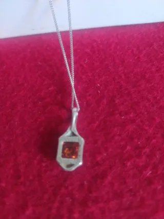 Collana Argento e Ambra Rettangolare