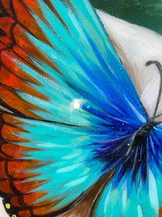 Cuadro de resina Mariposa sobre flor