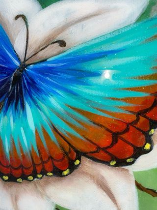 Cuadro de resina Mariposa sobre flor