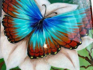 Cuadro de resina Mariposa sobre flor