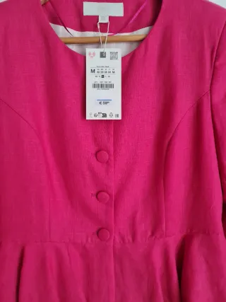 Traje Zara Rosa Peplum Pantalón