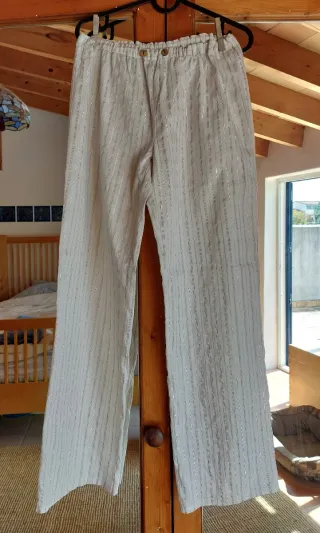 Pantalones de pijama mujer plateados y blancos