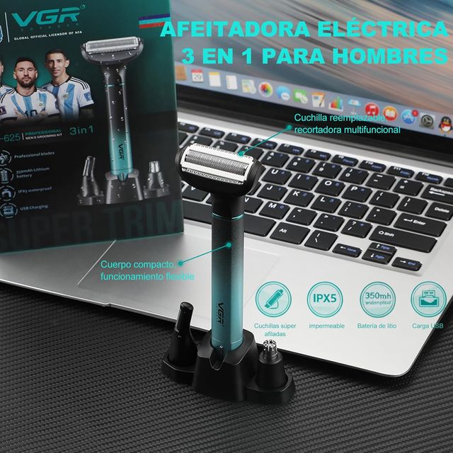 VGR 625 3 en 1 Depiladora Corporal Hombre