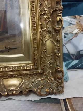 Dipinto olio su tela con cornice dorata