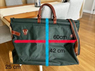 Bolsa de viaje de piel verde y marrón