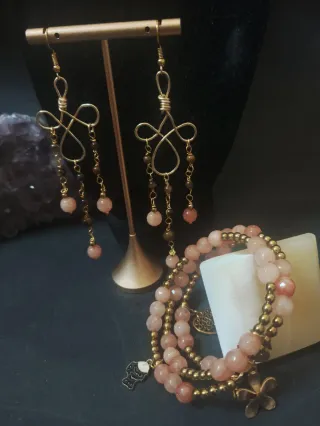 Parure orecchini e bracciale oro rosa