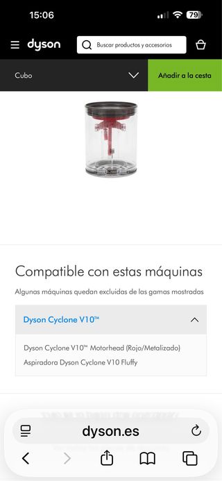 Cubo aspiradora Dyson pequeño Original Dyson