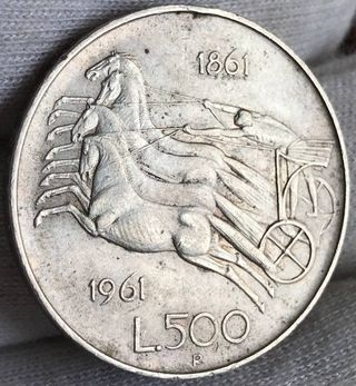500 Liras Plata Italia 1961 + Regalo