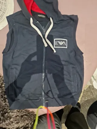 Chaleco Emporio Armani Azul con Capucha de algodon